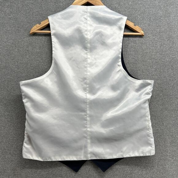 Vintage Sears Roebuck PERMA-PREST Reversible Vest Men's 42R Large Navy Blue Grey - Picture 5 of 5